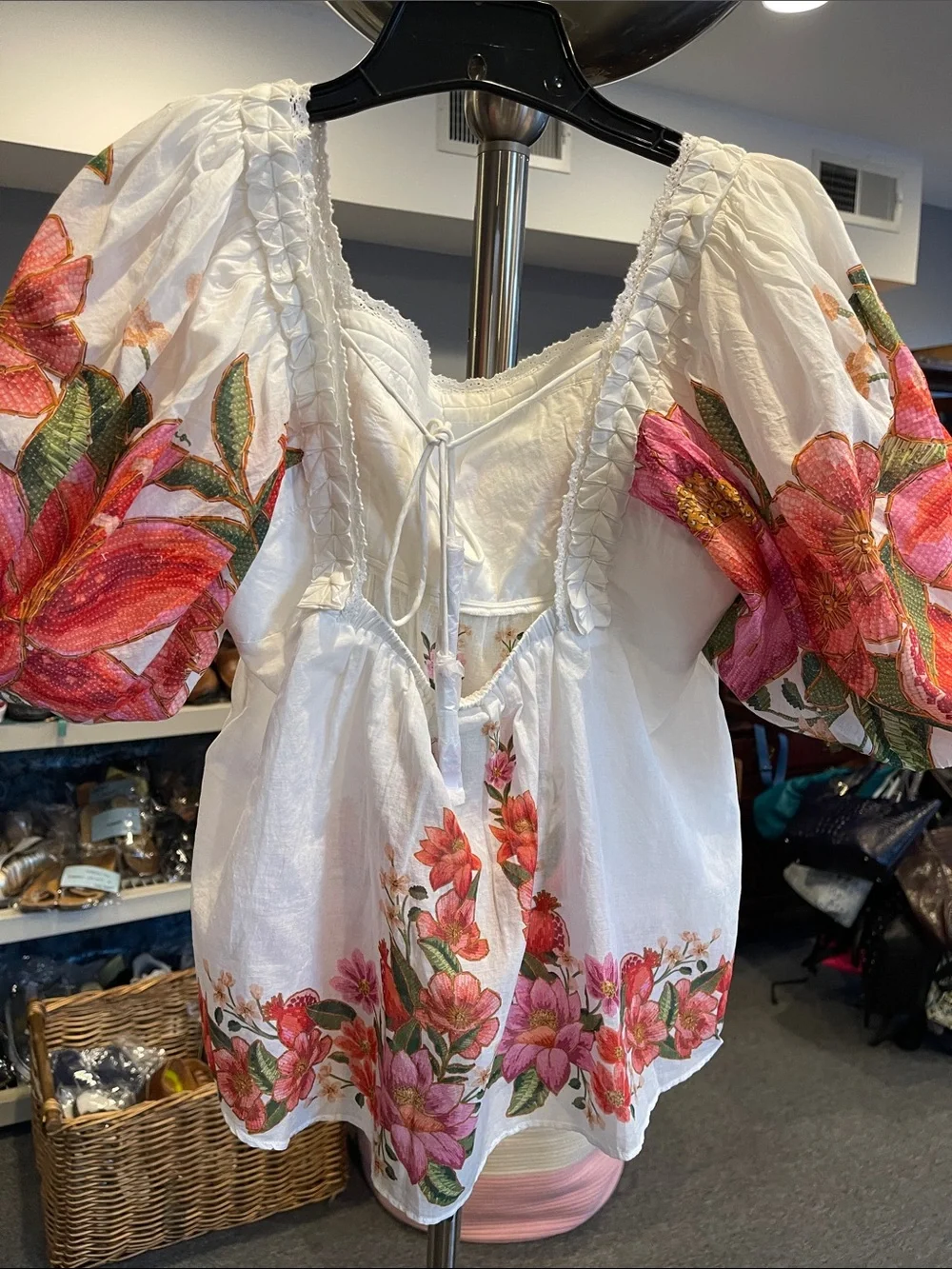 Farm Rio Summer Fruit Off-White Organic Cotton Blouse (NWT) size Large - Picture 7 of 12